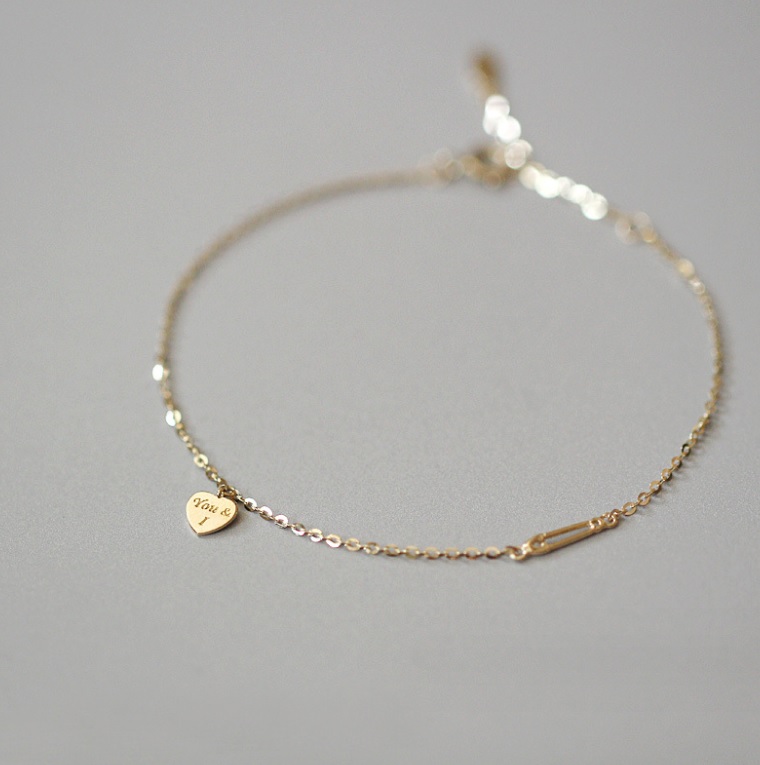 925 Sterling Silver Heart Gold Plated Bracelet 